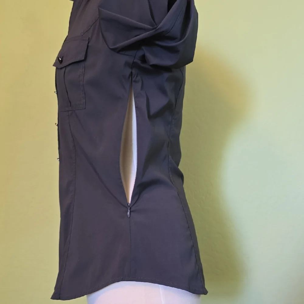 Express Dark Gray Button-Down Shirt for Women - Picture 4 of 9
